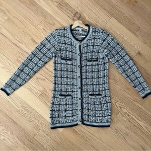 Cotton By Autumn Cashmere Women’s Cotton Texture Stitch Long Jacket Cardigan M